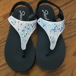 Skechers Black Sandals with Sparkling Accents